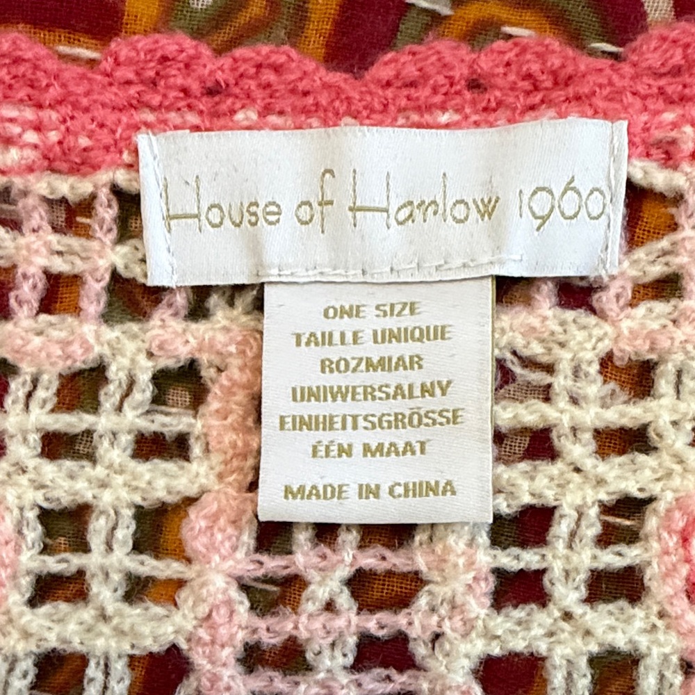 House of Harlow 1960 Pink Bows and Cream Crochet Fringe Sweater - Picture 7 of 7